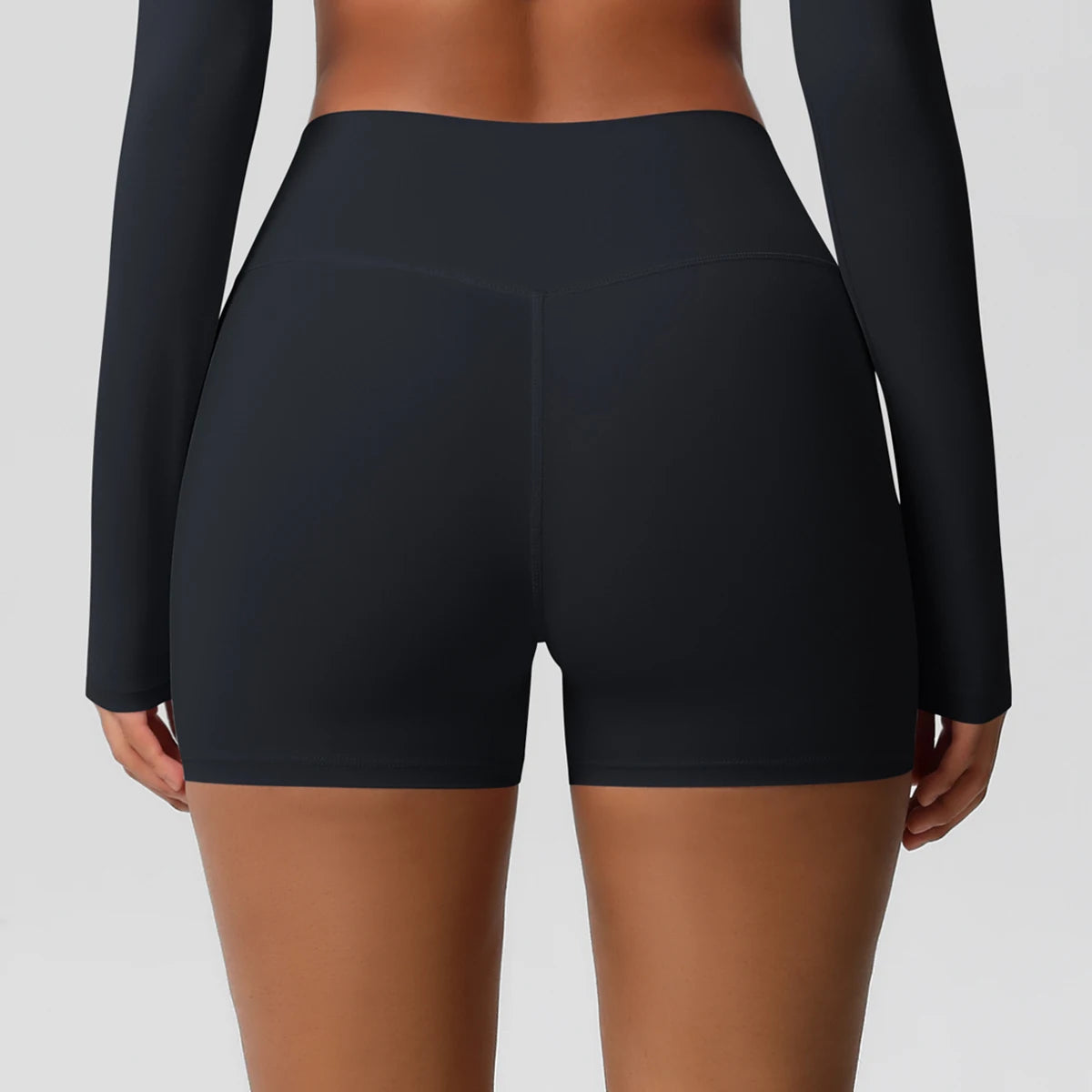 Women’s high waist fitness yoga shorts by The Clothing Company Sydney, push-up design, suitable for gym, running, and yoga.