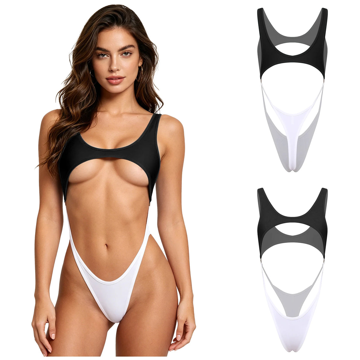 Women's one-piece swimsuit by The Clothing Company Sydney featuring a micro bikini style, sleeveless design, ideal for beachwear.