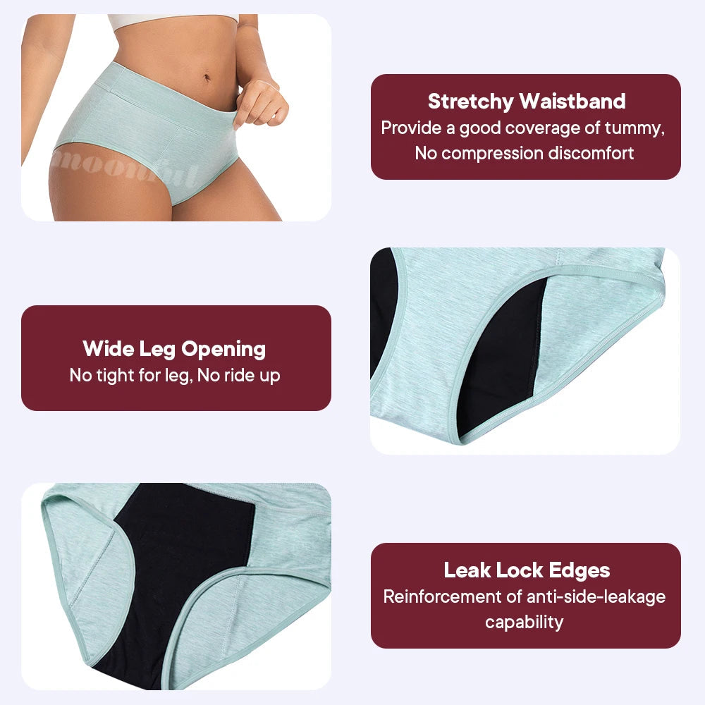 Women's Absorbent Menstrual Panties High Waist Bamboo Fiber Leakproof Menstruation Period Underwear The Clothing Company Sydney
