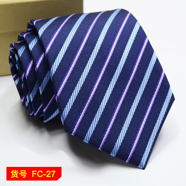 Men's Jacquard necktie with floral and solid patterns, 7-8cm width, made by The Clothing Company Sydney.
