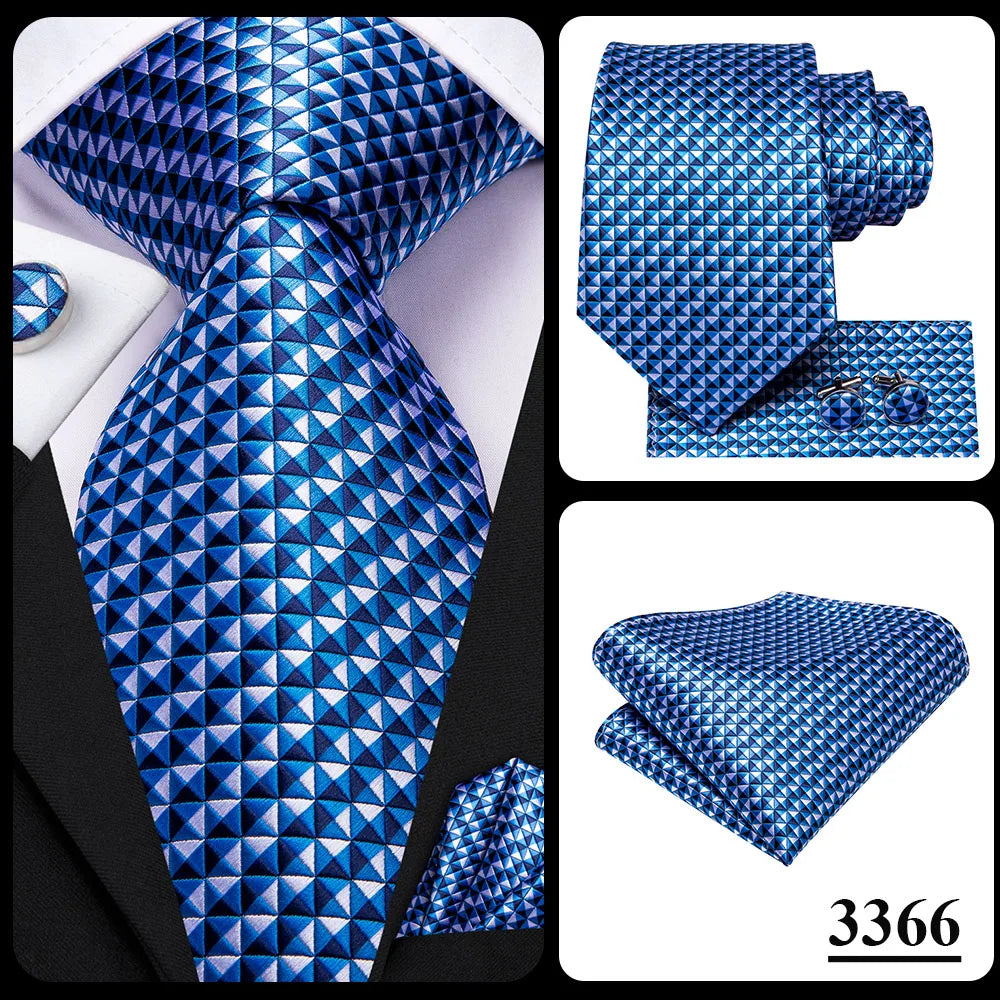 Blue paisley silk tie set for men including necktie, cufflinks, and hanky, stylish accessories by The Clothing Company Sydney.