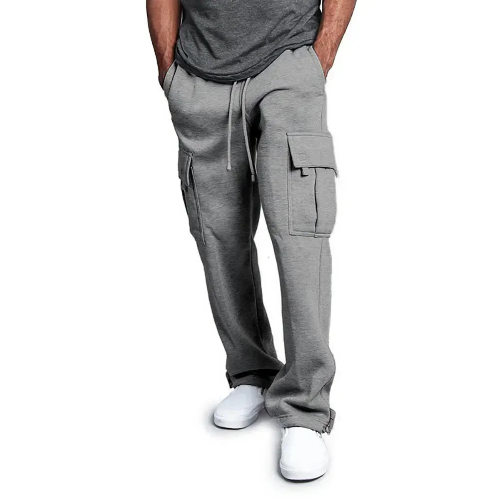 Men's cargo jogger fleece sweatpants by The Clothing Company Sydney featuring loose fit, multiple pockets, and streetwear style.