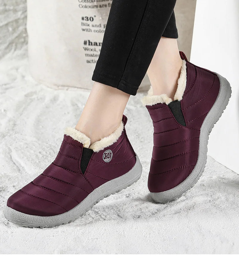 Men's slip-on winter ankle boots by The Clothing Company Sydney, waterproof snow shoes with fur lining for warmth and comfort.