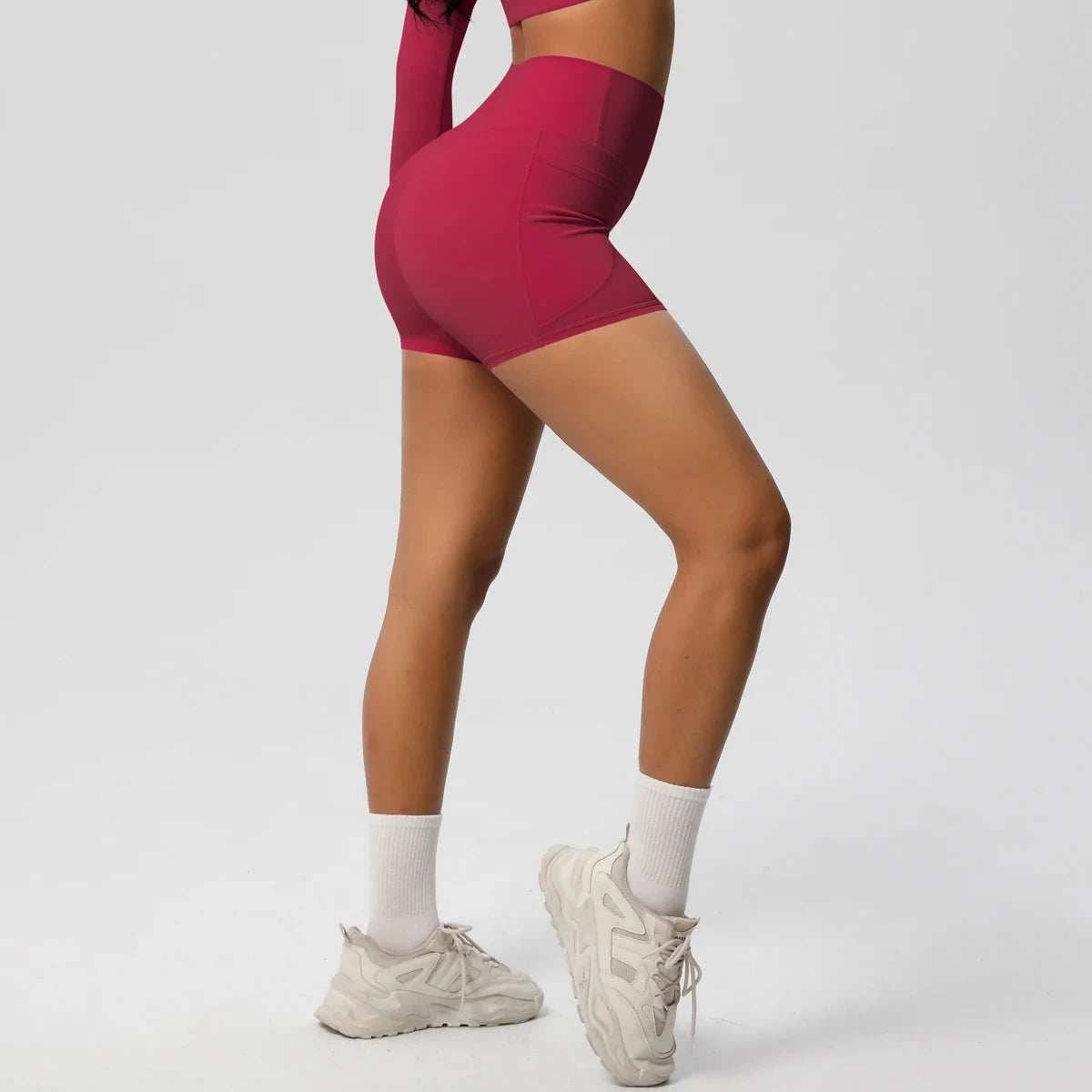 High-waisted bicycle yoga pants with pockets, quick-drying, breathable fitness bike shorts for women by The Clothing Company Sydney.