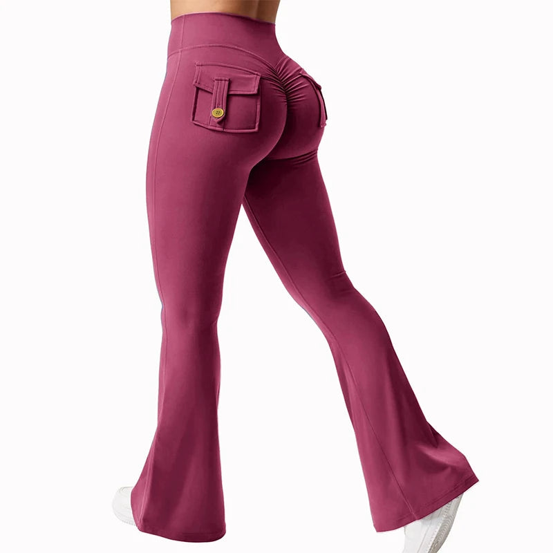 Flared Gym Push Up Impact Leggings Hip Lifting Running Workout Pocket Quick-Dry Yoga Pants The Clothing Company Sydney