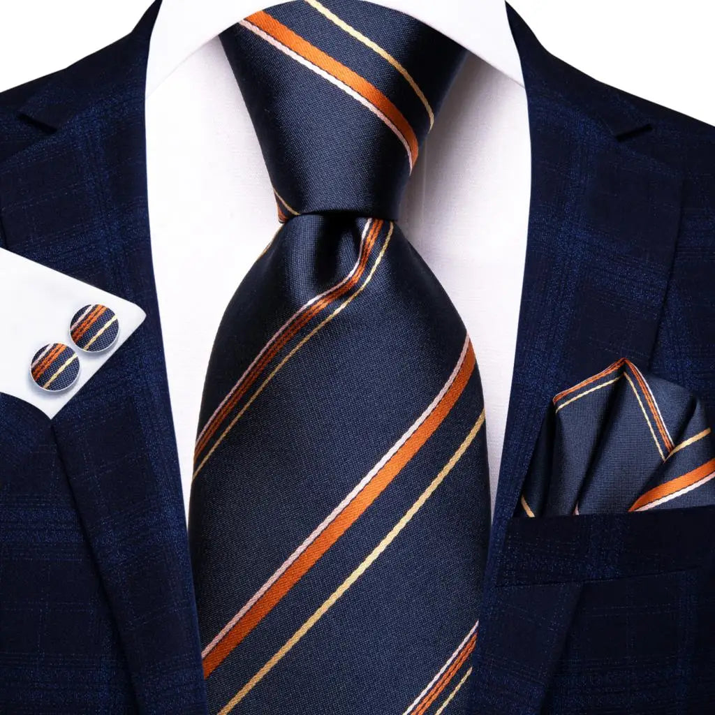 Blue paisley silk tie set including necktie, cufflinks, and hanky for men, from The Clothing Company Sydney accessories collection.