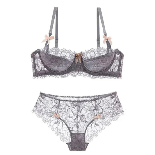 2 Piece Pull-up Bra with Bow Breathable Lace Bra Anti-slip Cup Date Night Set The Clothing Company Sydney