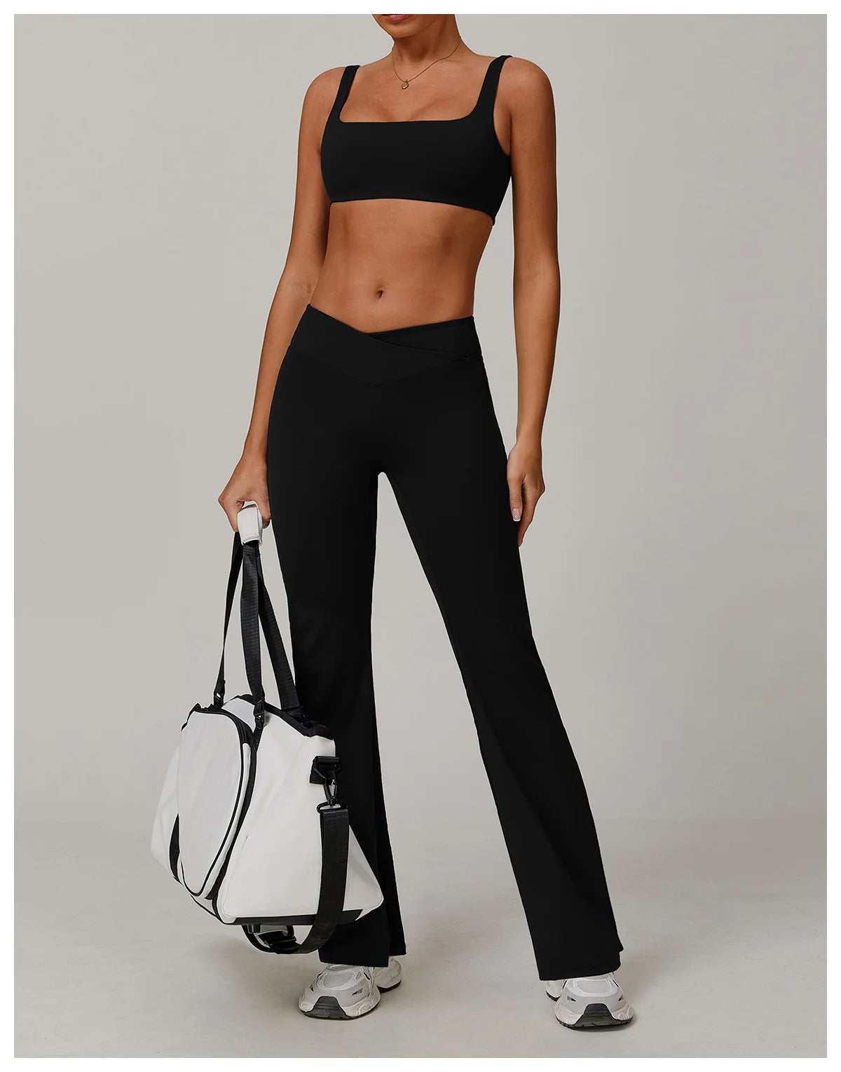 Two-piece women's yoga and fitness set by The Clothing Company Sydney, includes sports bra and leggings for workout and running.