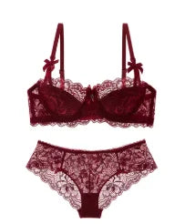 Two-piece lace pull-up bra set with bows, breathable fabric, anti-slip cups, ideal for lingerie and date night by The Clothing Company Sydney.