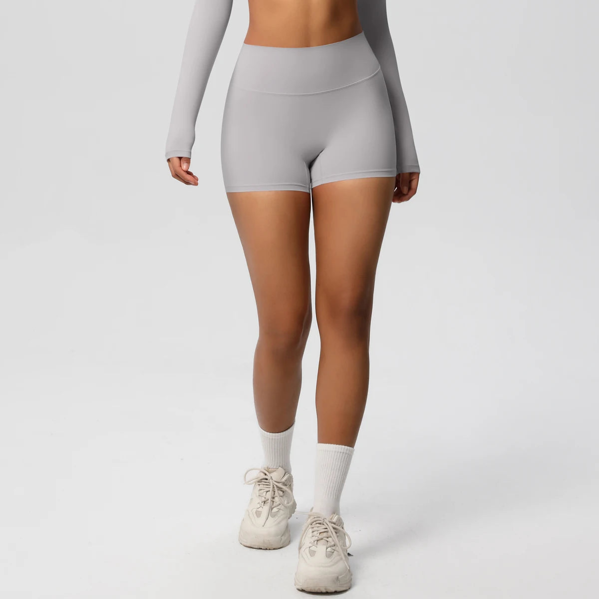 Women’s high waist yoga shorts by The Clothing Company Sydney, fitness leggings designed for comfortable push-up support.