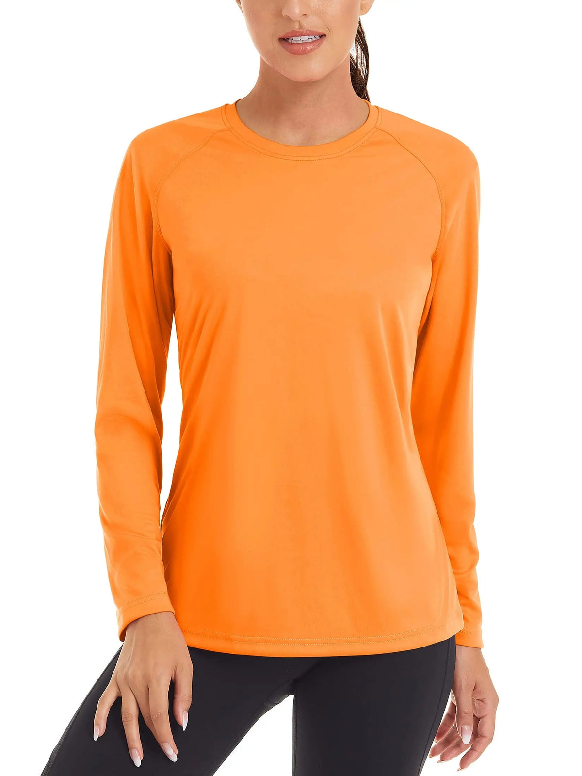 Women's UPF 50+ quick dry sun protection long sleeve T-shirt by The Clothing Company Sydney, ideal for summer and fitness activities.