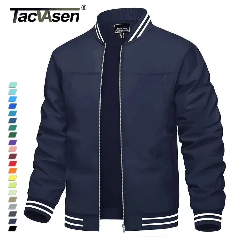 Lightweight men's waterproof spring autumn casual bomber jacket with full zip, windbreaker style, outdoor wear from The Clothing Company Sydney.