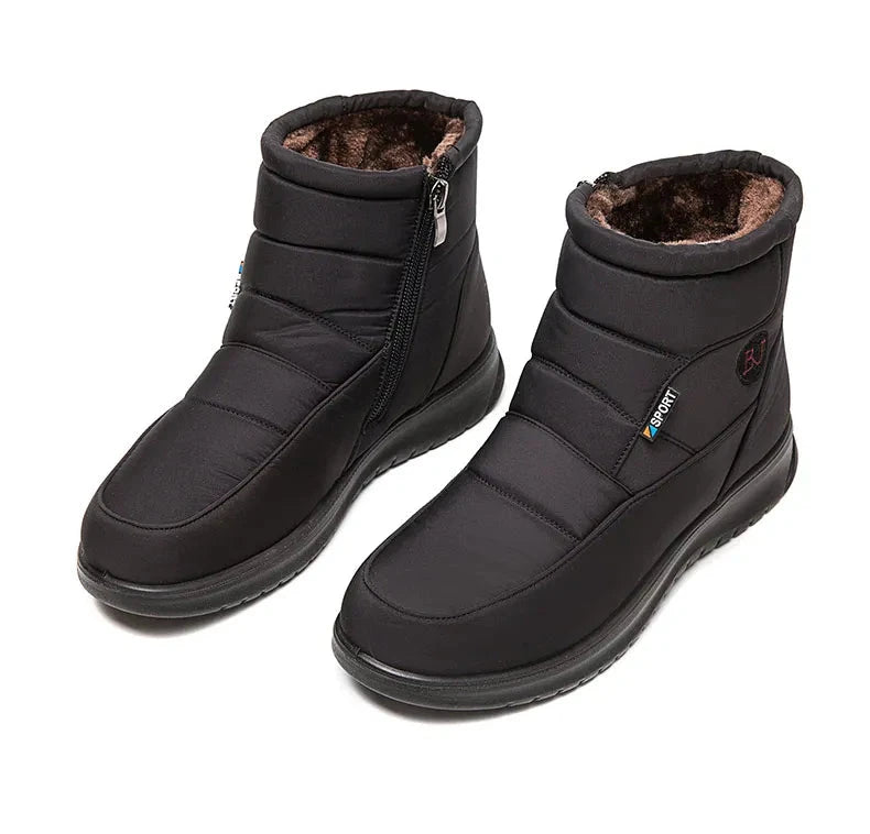 Women’s ankle low heel snow boots by The Clothing Company Sydney, winter flat shoes with insulated design and slip-resistant soles.
