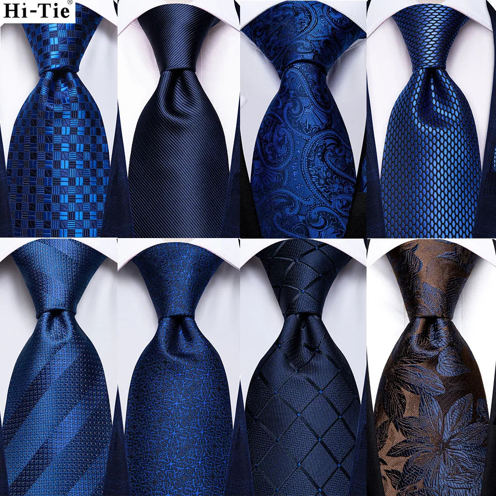 Blue paisley silk tie set with matching cufflinks and pocket hanky, men's accessories by The Clothing Company Sydney