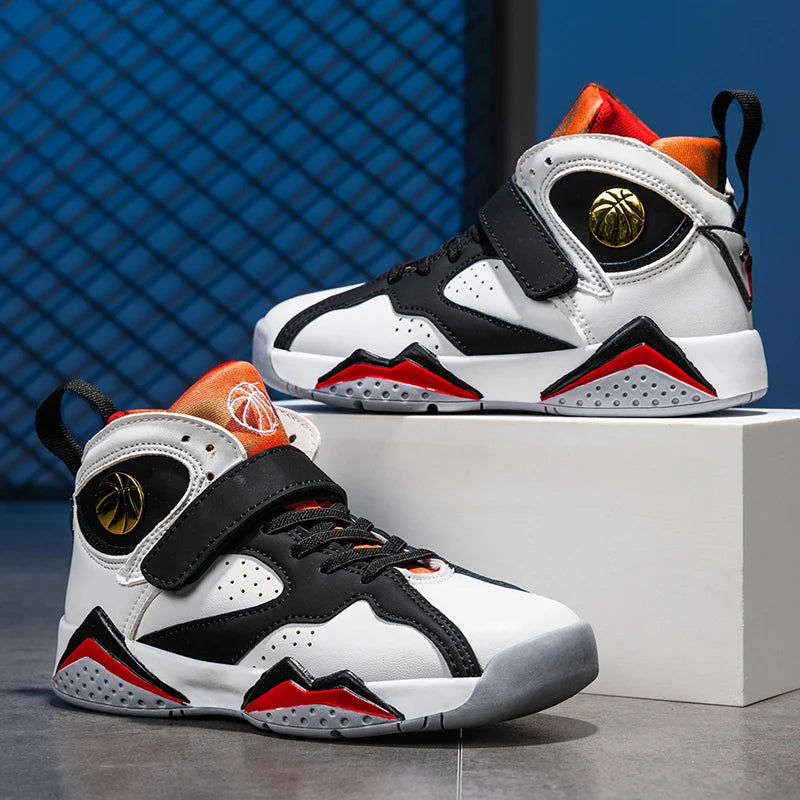 Kids boys' basketball shoes by The Clothing Company Sydney, non-slip outdoor sports sneakers with supportive design and vibrant color.
