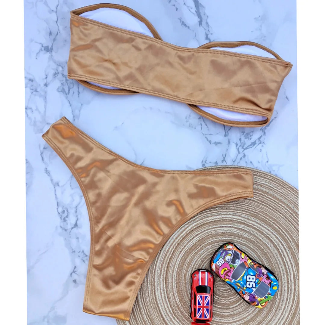 2 Piece Bandeau Strapless Bikini Swimsuit Swimwear Two-piece Bikini set Padded Bather Bathing Suit The Clothing Company Sydney