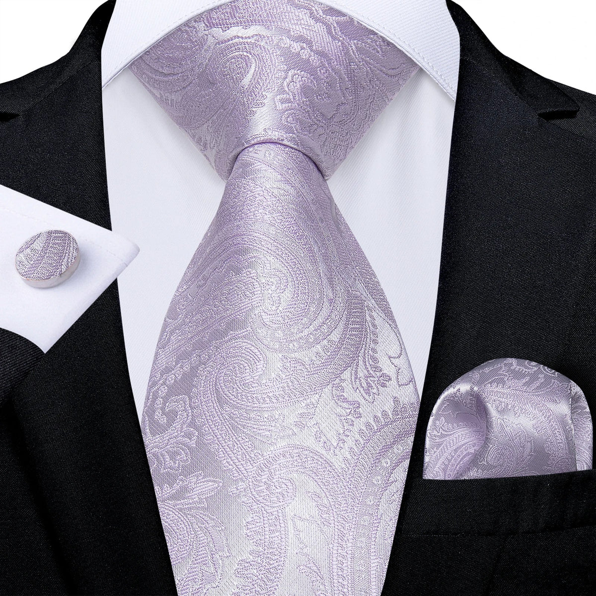 Luxury purple paisley silk tie set for men, includes accessories, by The Clothing Company Sydney, featuring an elegant 8cm design.