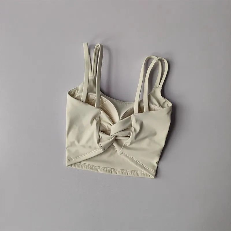 Women's Sports Bras Fitness Top Lingerie, Push Up Fixed Pad Yoga Bra Knotted Back Running Vest Gym Tops The Clothing Company Sydney