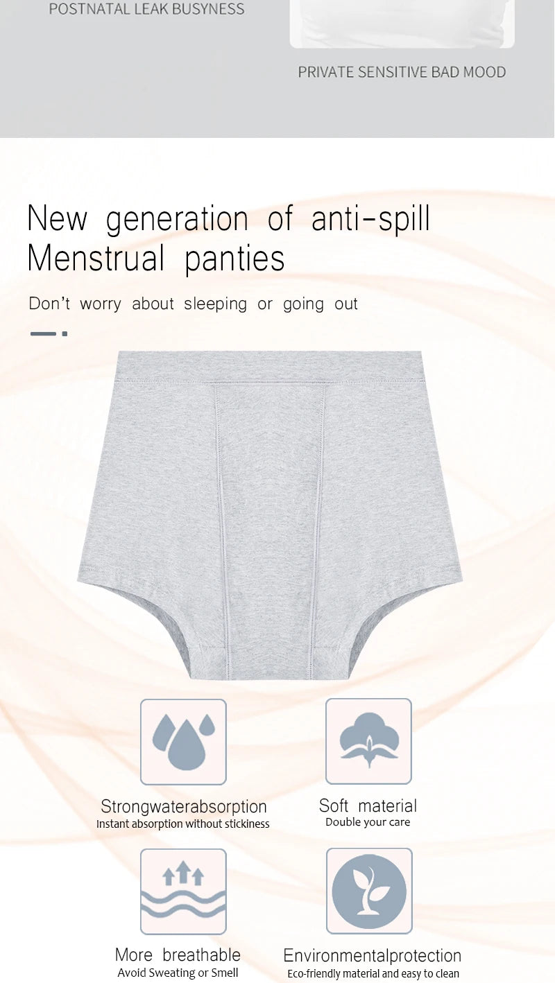 High-waist menstrual panties from The Clothing Company Sydney, cotton flow boxer shorts designed for comfort during menstruation.