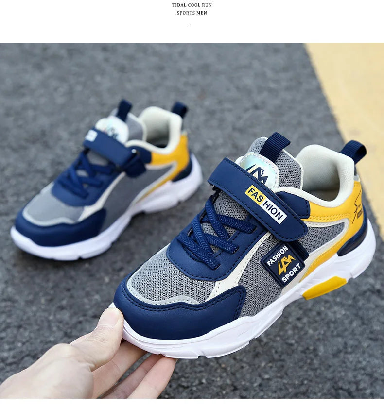 Kids' breathable summer sneakers by The Clothing Company Sydney, mesh running shoes with hook and loop closure for boys and girls.