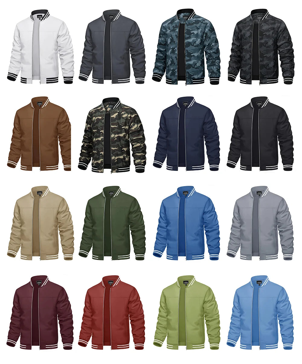 Men's lightweight waterproof casual jacket by The Clothing Company Sydney, full-zip bomber style outdoor windbreaker.