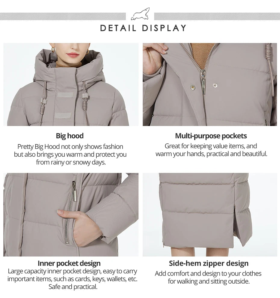 Maxi Long quilted coat elegant thick cotton jacket winter women's Outerwear with hood The Clothing Company Sydney
