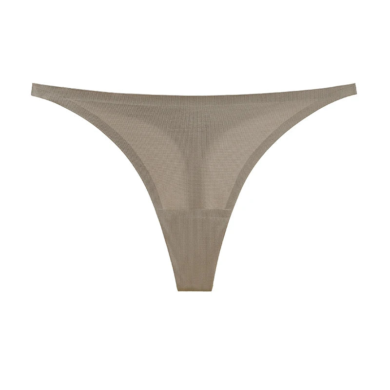 Ice silk thong women's panties, seamless G-string T-back briefs in soft, lightweight fabric
