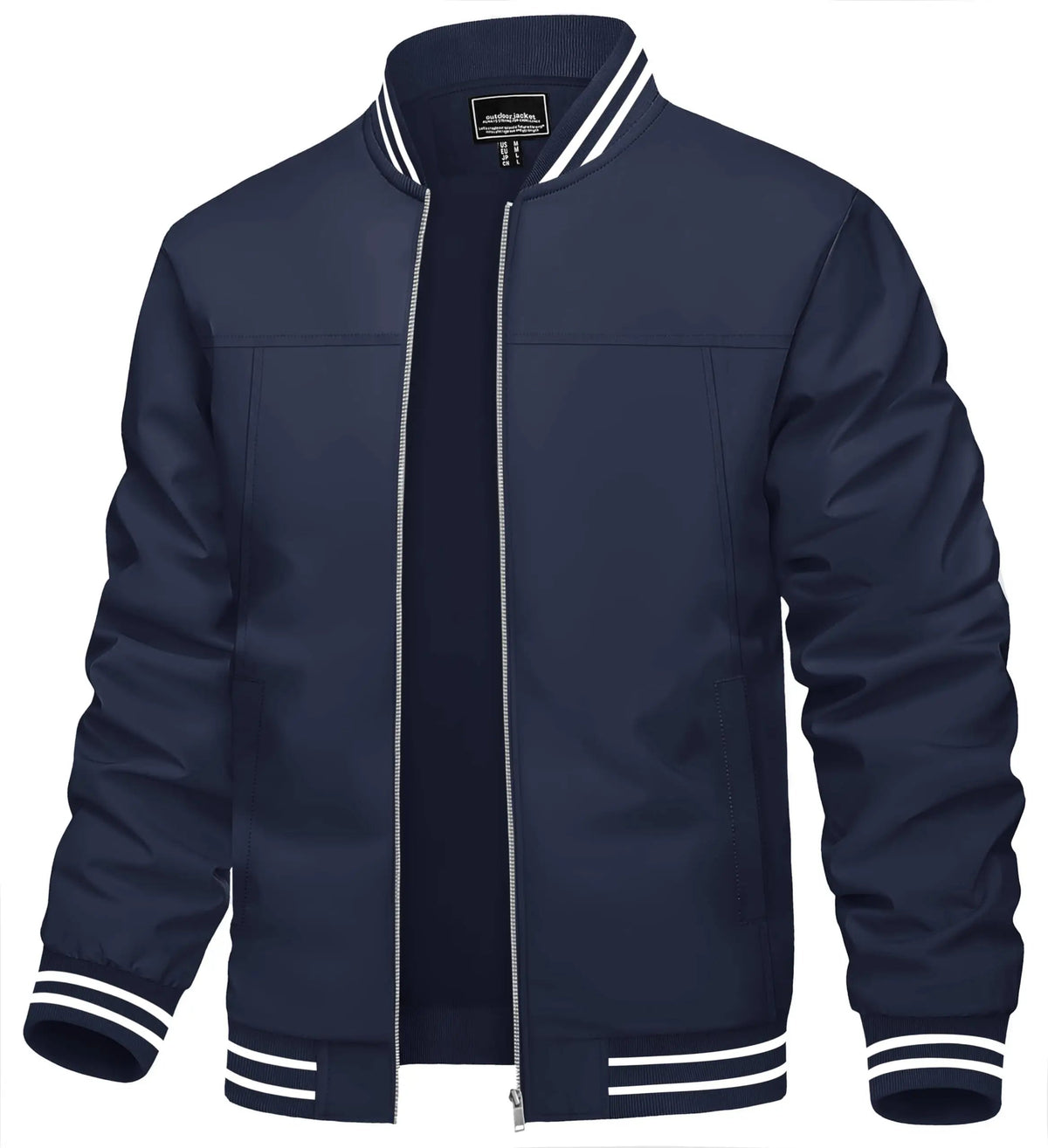 Men's lightweight waterproof casual bomber jacket by The Clothing Company Sydney, full zip, windbreaker style for outdoor wear.