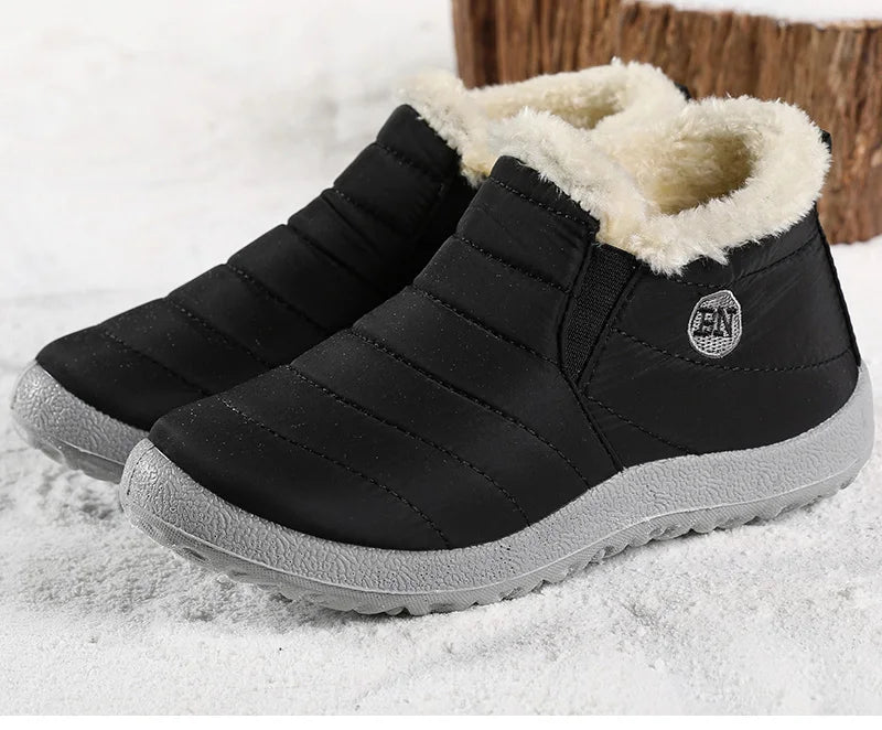 Men's winter ankle boots by The Clothing Company Sydney, waterproof slip-on snow shoes with fur lining and rugged sole.