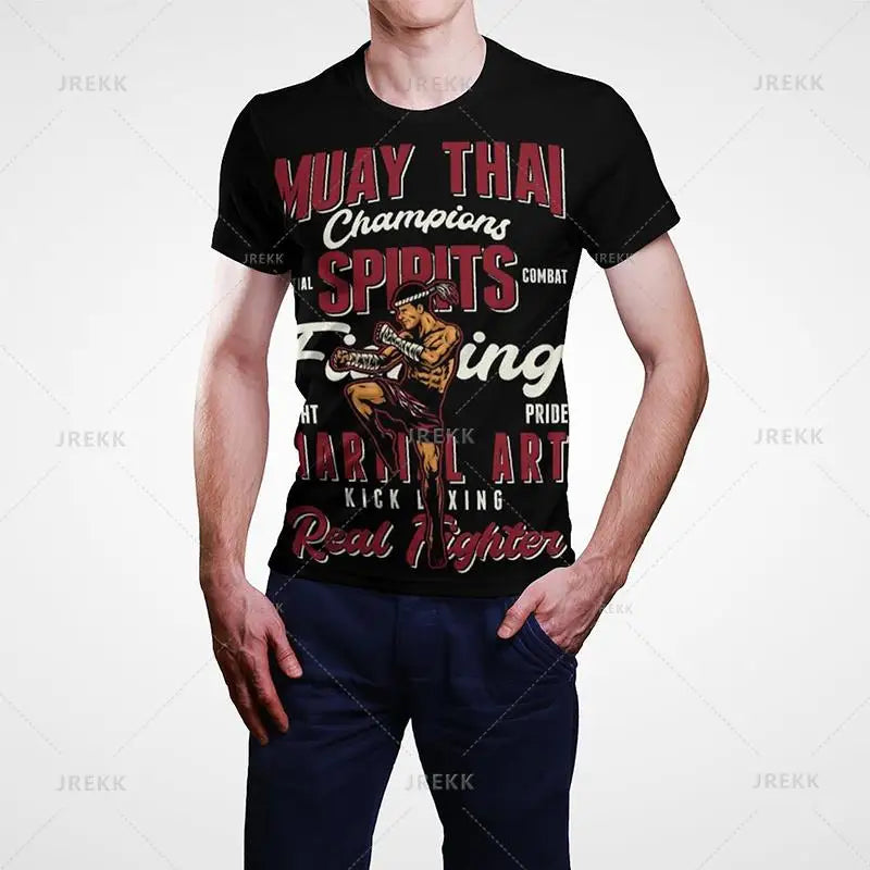 Muay Thai Gym Graphic T Shirt For Men Women Kids 3D Thai Boxing Sports Printed Tee Shirts Streetwear Short Sleeves Quick Dry Top - The Clothing Company Sydney
