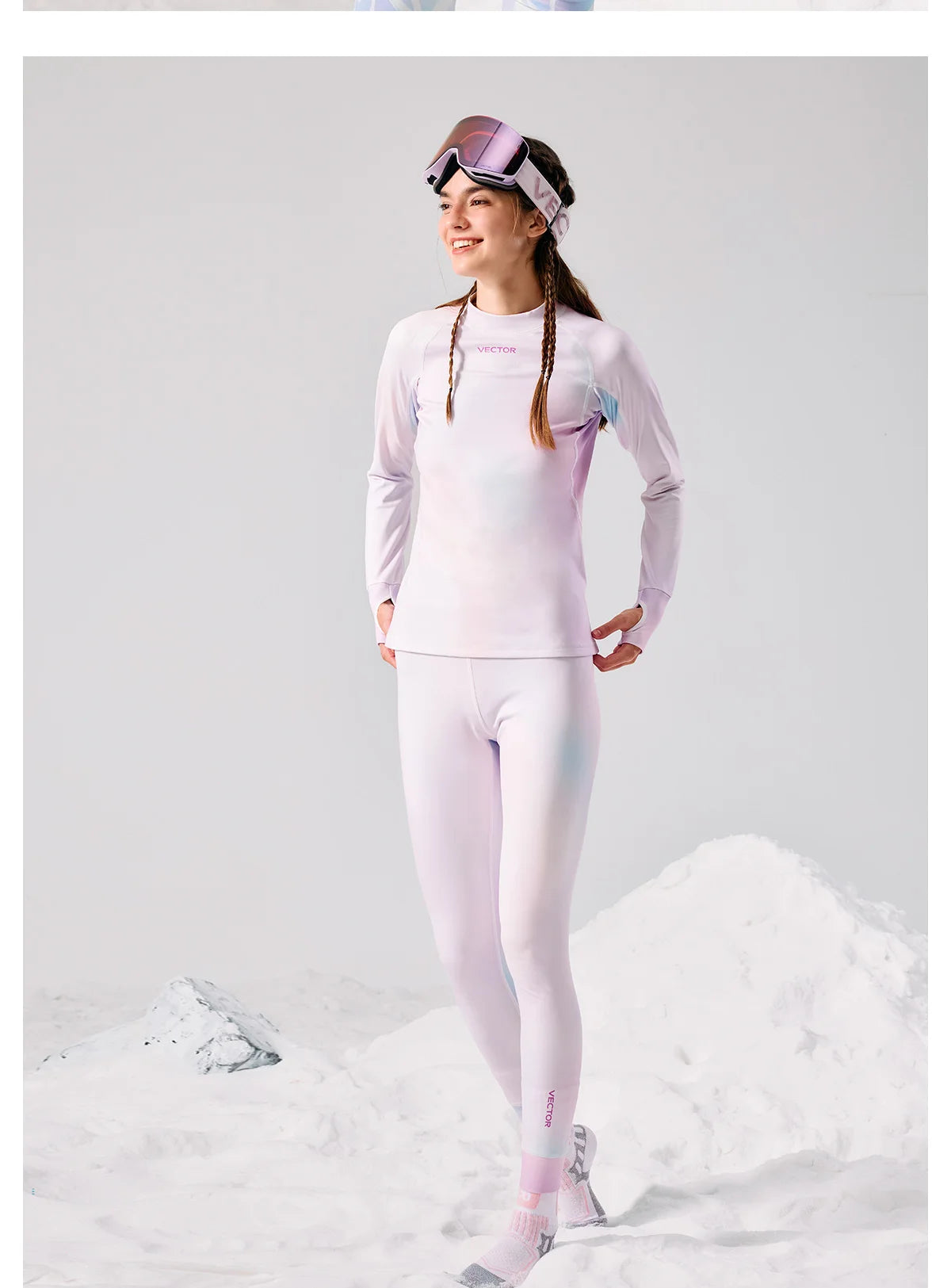 Women's winter ski base layer set with microfiber fleece, quick-dry thermal underwear and pants from The Clothing Company Sydney.