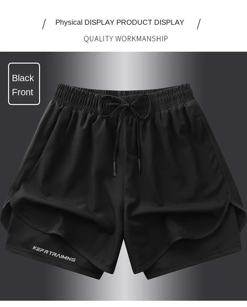 Two-layered gym running shorts by The Clothing Company Sydney, featuring lightweight fitness design with supportive inner layer.