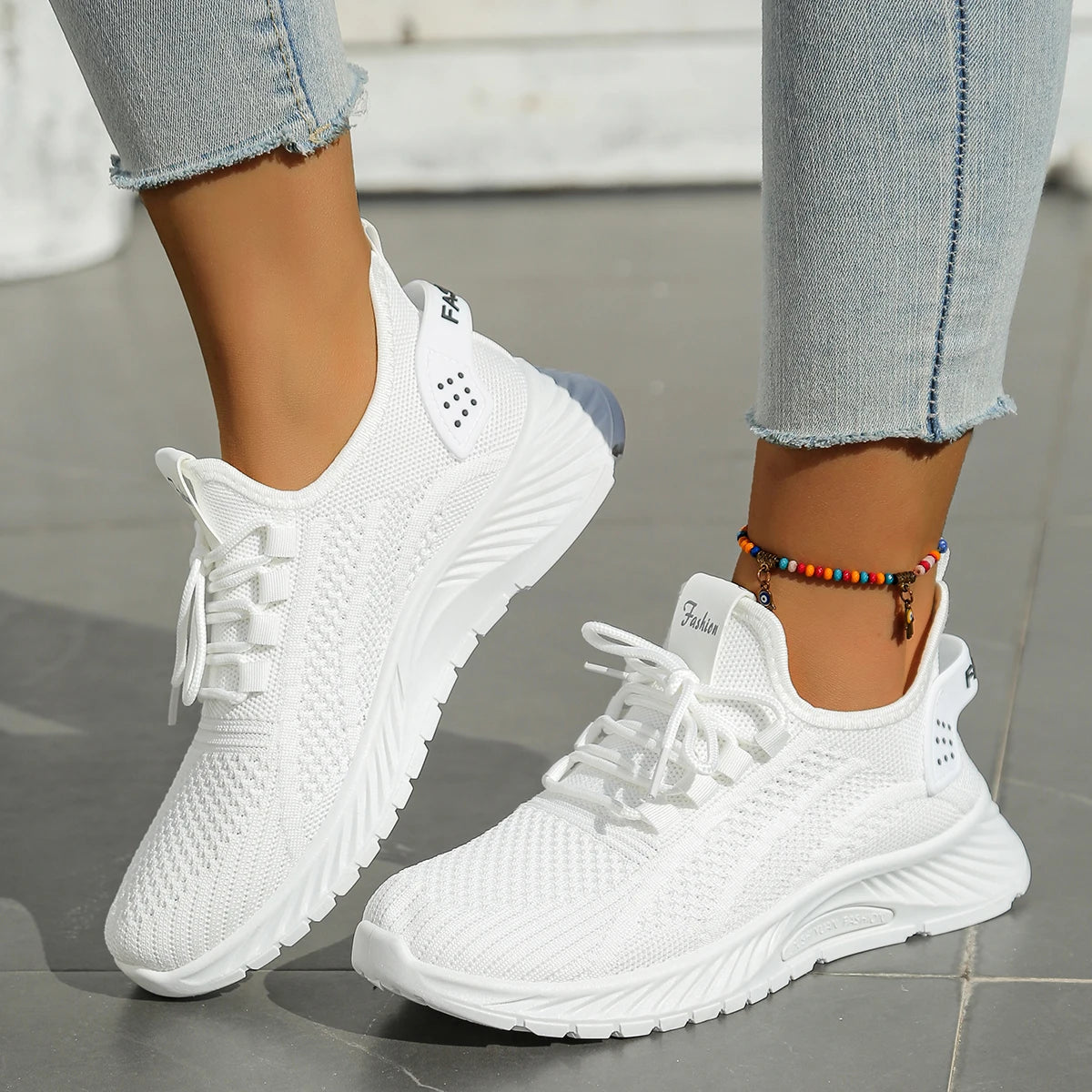 Women's Fly Weave casual sneakers with lace-up design from The Clothing Company Sydney, featuring comfortable footwear for fall.