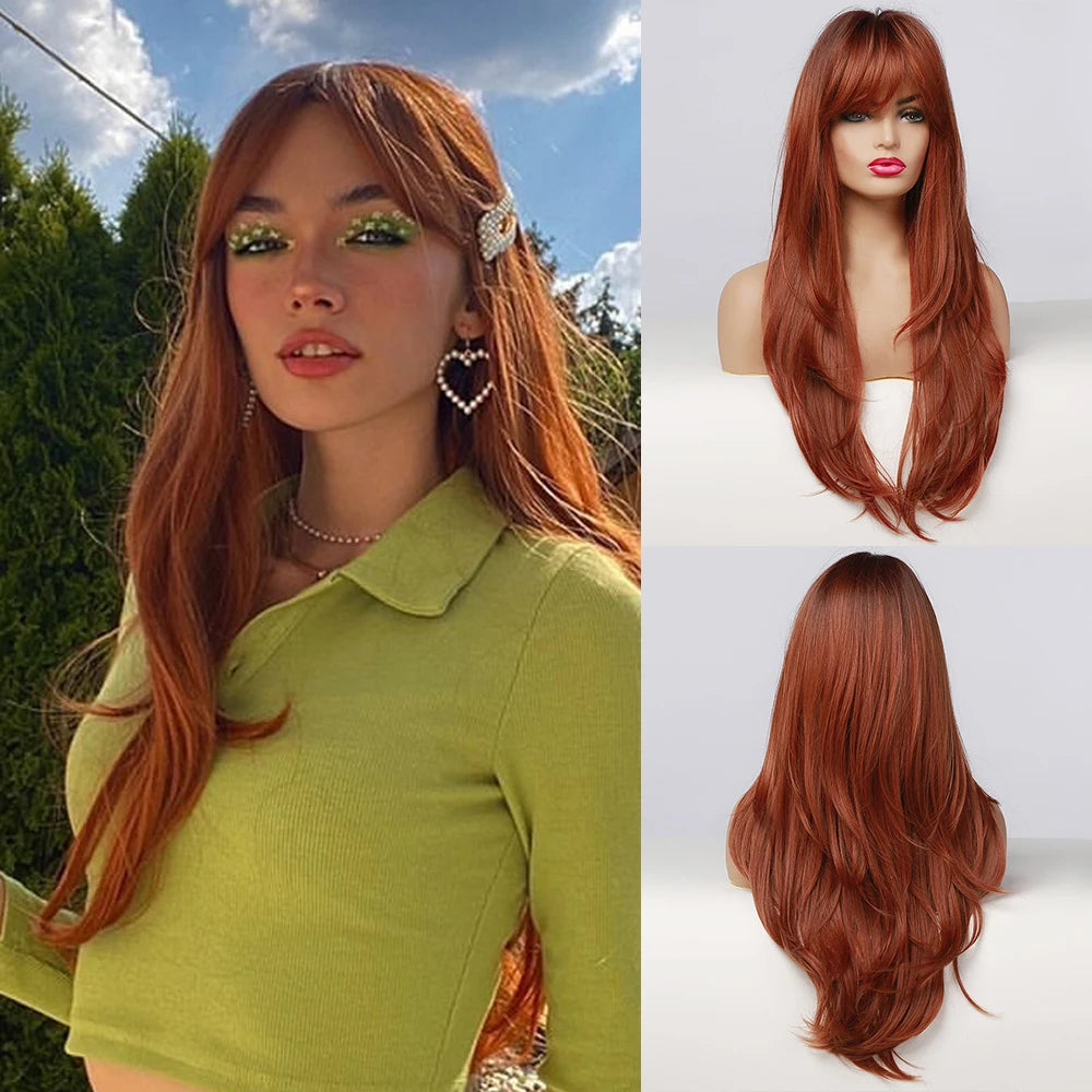 Long layered straight synthetic wig with black and pink ombre colors, ideal for cosplay and women's fashion by The Clothing Company Sydney