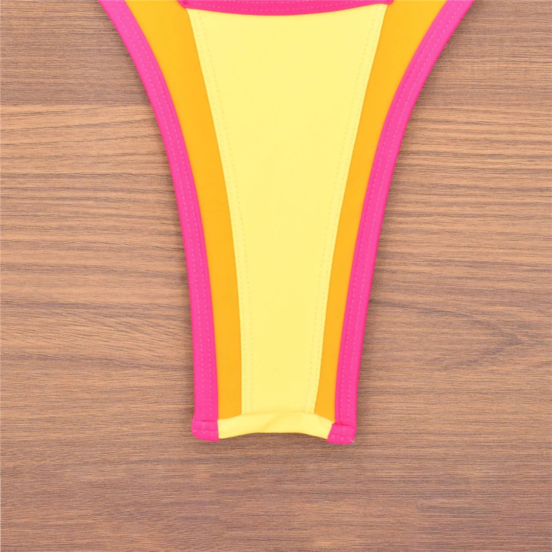 V-shaped high cut bikini swimsuit for women, two-piece swimwear set, stylish bathing suit by The Clothing Company Sydney.