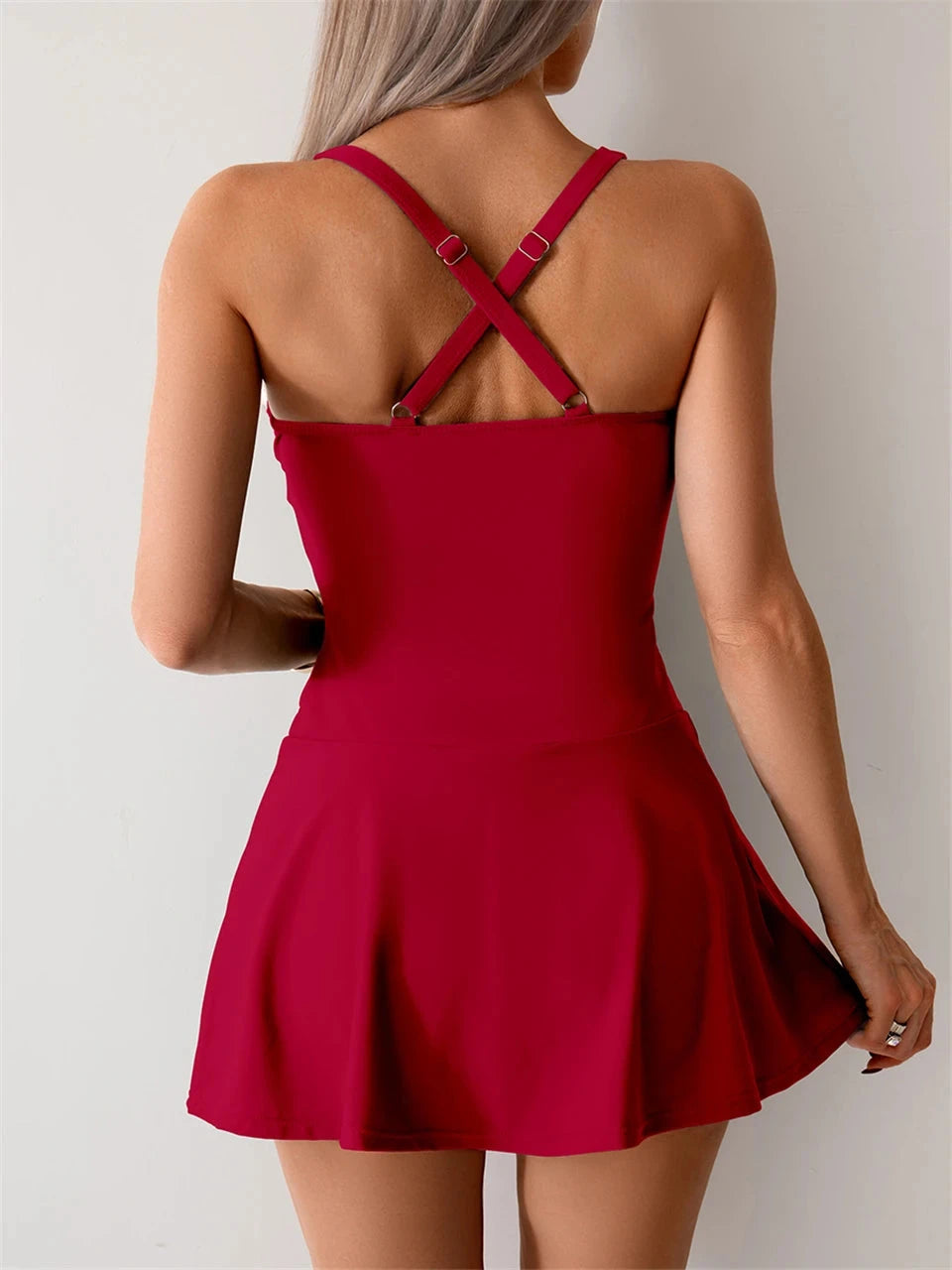 Two-piece women's tankini swimsuit with beach dress and shorts from The Clothing Company Sydney, perfect for summer swimming.