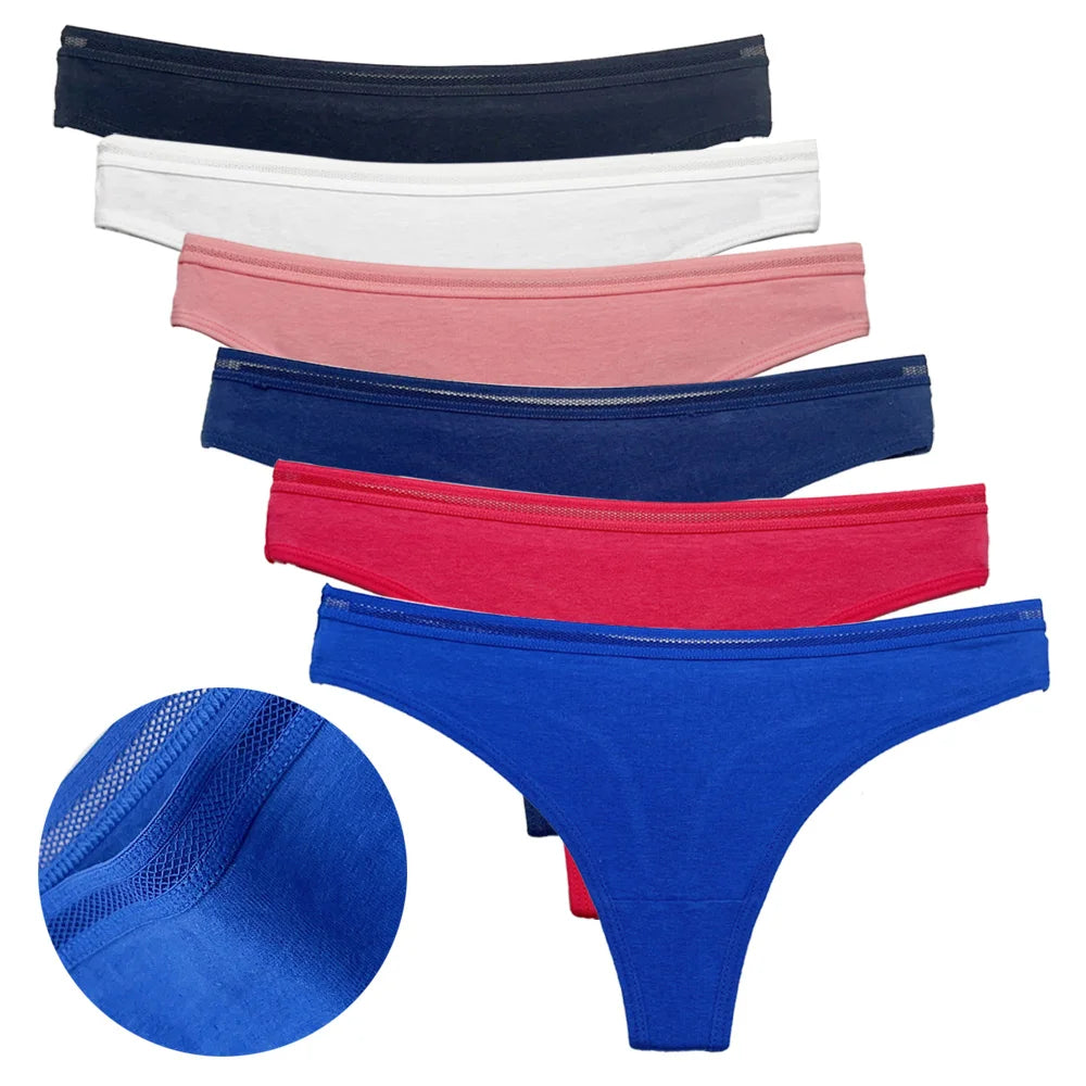 Five-piece set of cotton mix G-string panties from The Clothing Company Sydney featuring comfortable women's lingerie thongs.