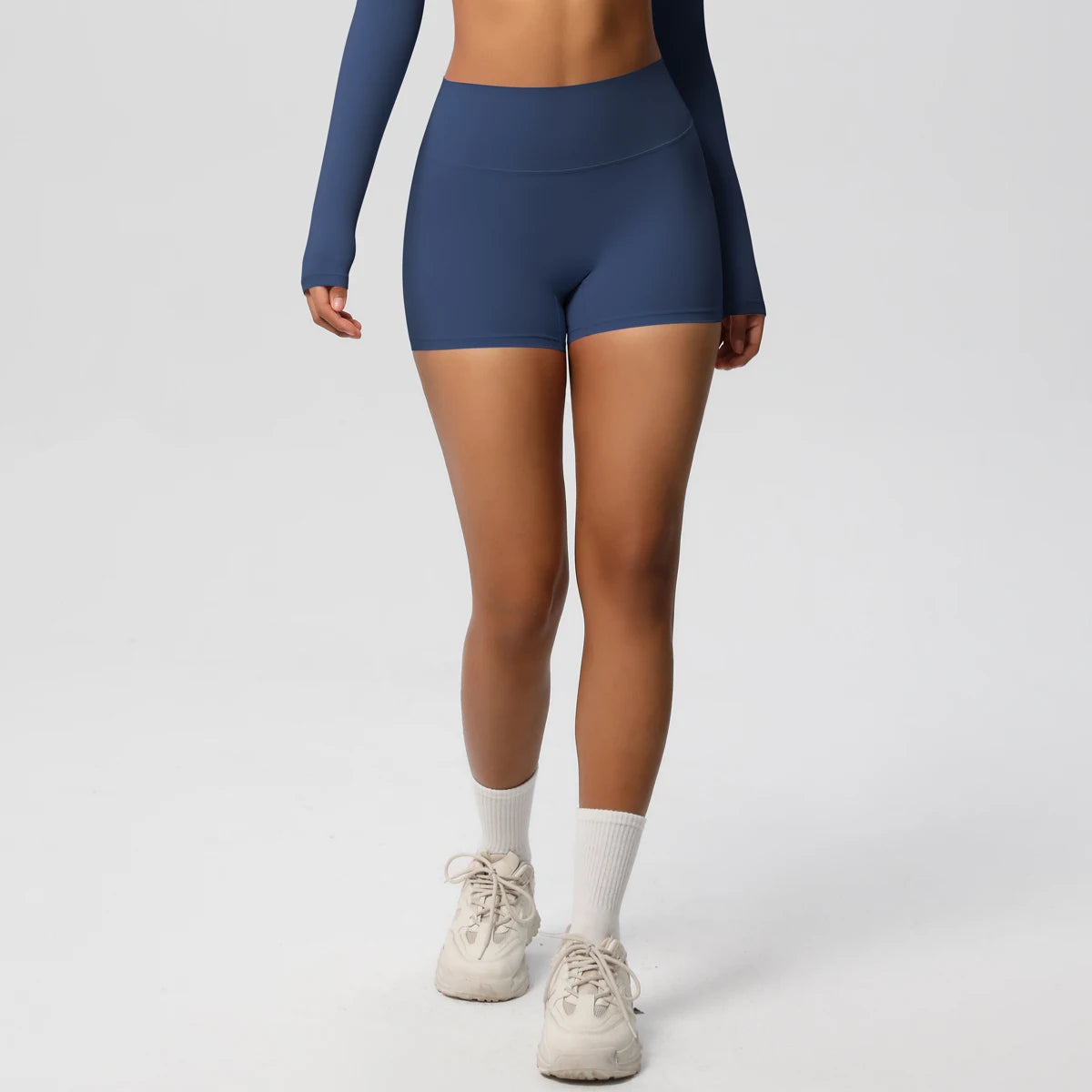 Women’s high waist fitness yoga shorts from The Clothing Company Sydney, featuring push-up design and comfortable activewear for exercise.
