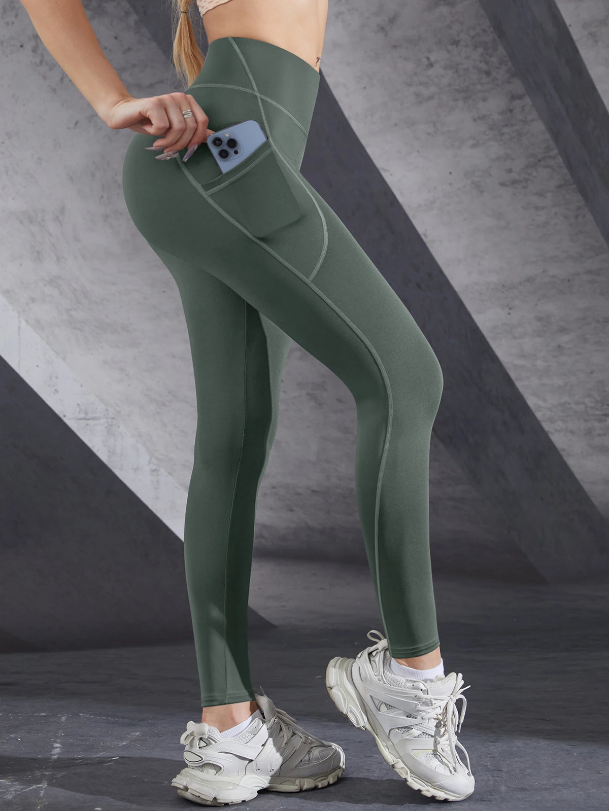 High Waist Women's Leggings Stretch Yoga Pants Tights With Pockets Push Up Fitness Running Sportswear