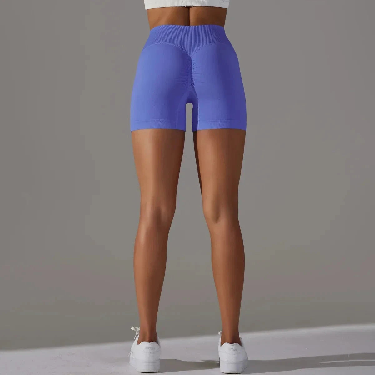 Women’s high waist fitness yoga leggings by The Clothing Company Sydney with scrunch butt design and seamless sports bike shorts style.