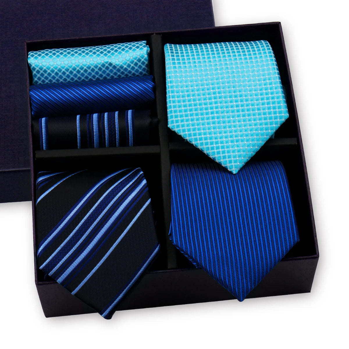 Luxury men's tie set with paisley and striped necktie, handkerchief, and accessories in a gift box by The Clothing Company Sydney