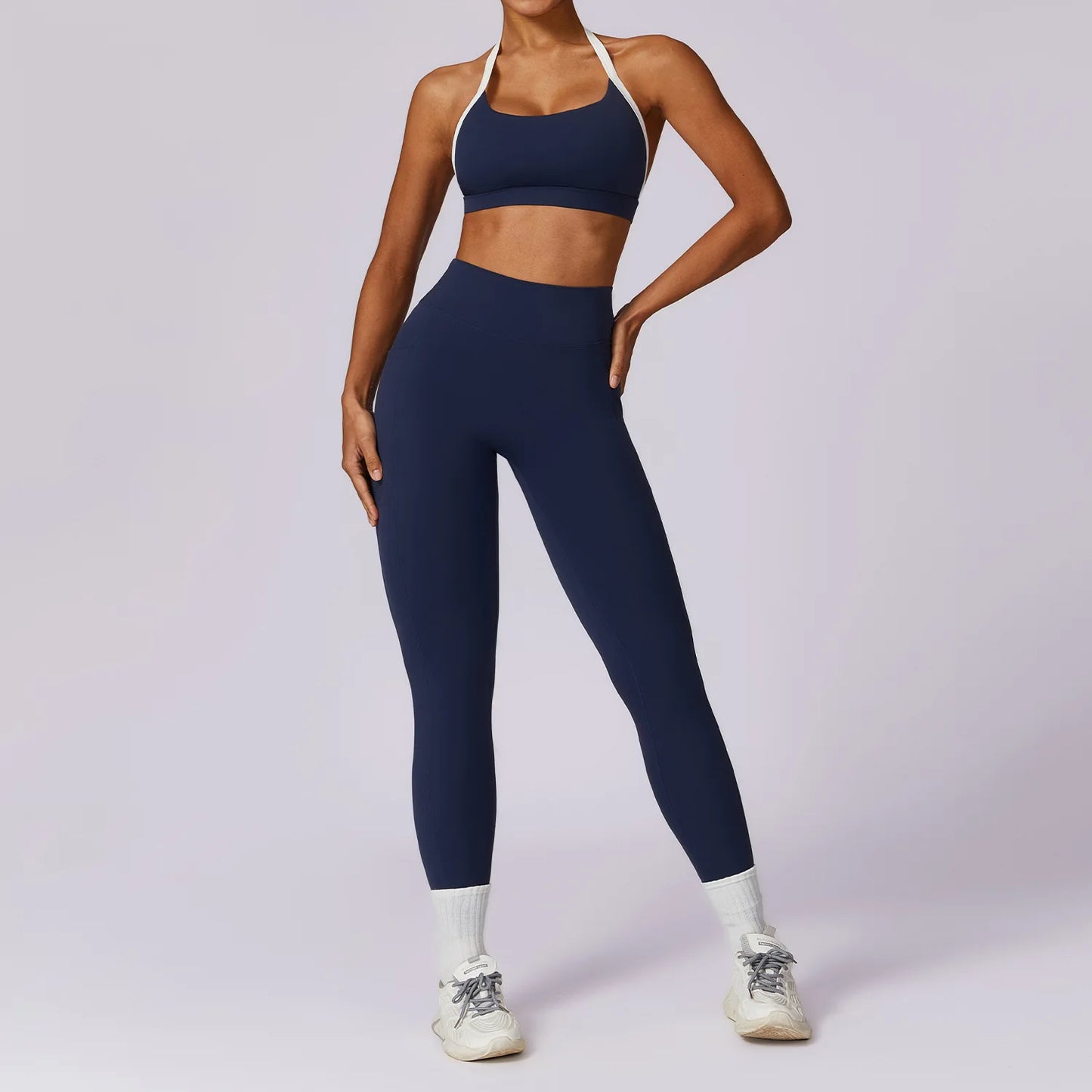 2 Piece Womens Tracksuit Yoga Set Workout Sportswear Gym Clothing Fitness Long Sleeve Crop Top High Waist Leggings Sports Suits - The Clothing Company Sydney