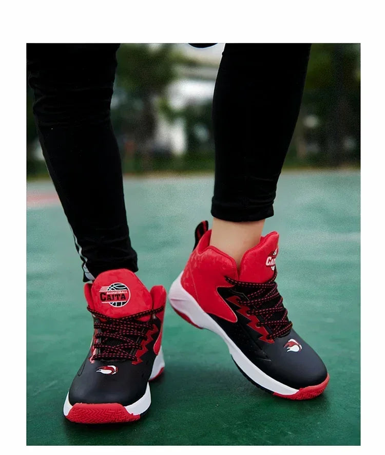 Kids basketball shoes from The Clothing Company Sydney featuring breathable mesh, non-slip soles, and vibrant sporty design.