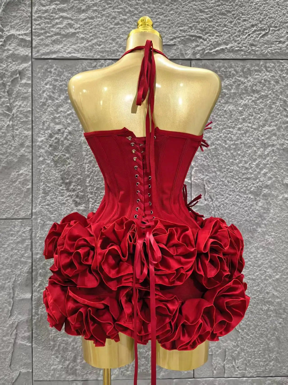 Red Color Women Halter Full Florals 2 Piece Bodycon Mini Bandage Nightclub Party Birthday Dress The Clothing Company Sydney
