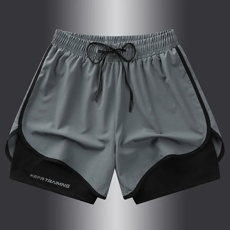 Two-layered gym running shorts by The Clothing Company Sydney, featuring breathable fabric and athletic fit for fitness activities.