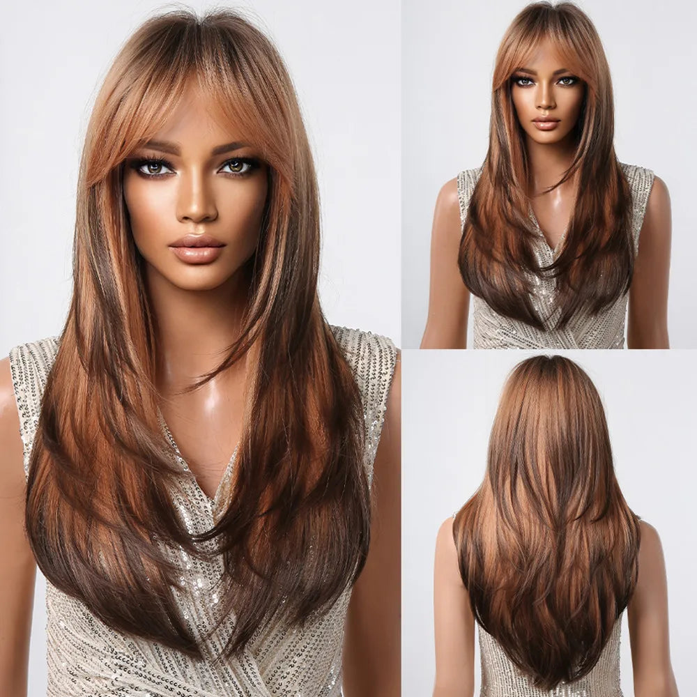 Long layered straight synthetic wig in black and pink ombre, women's cosplay hair accessory from The Clothing Company Sydney.