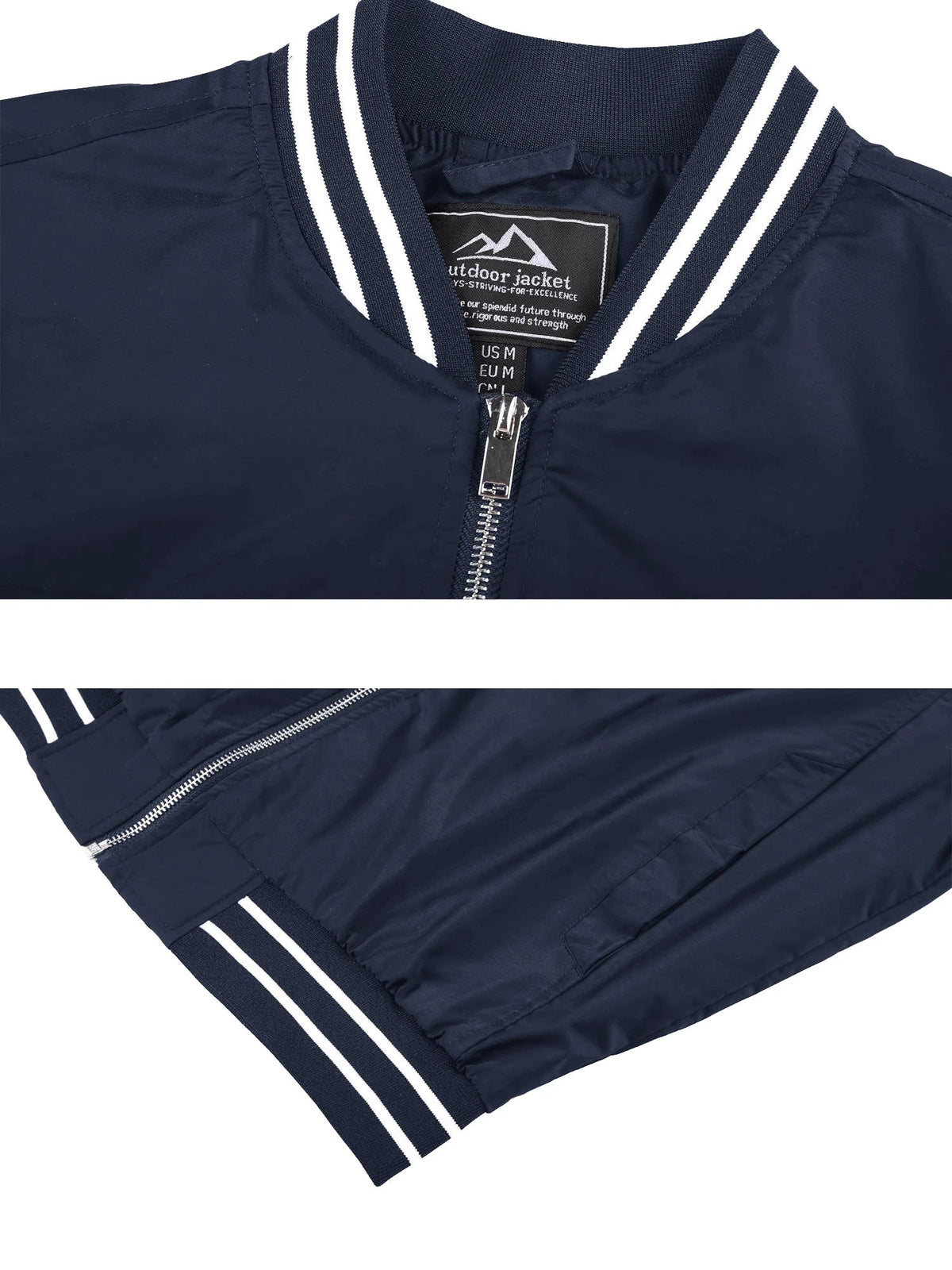 Lightweight men's waterproof spring autumn casual bomber jacket with full zip and windbreaker design, outdoor and baseball style.