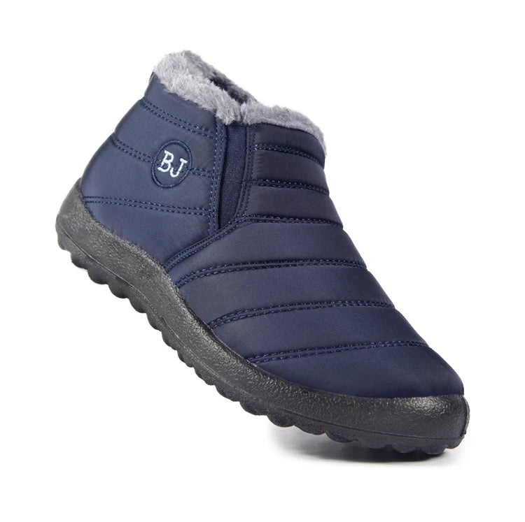 Women’s waterproof fur snow boots by The Clothing Company Sydney, slip-on ankle footwear with warm fur lining and rugged sole.
