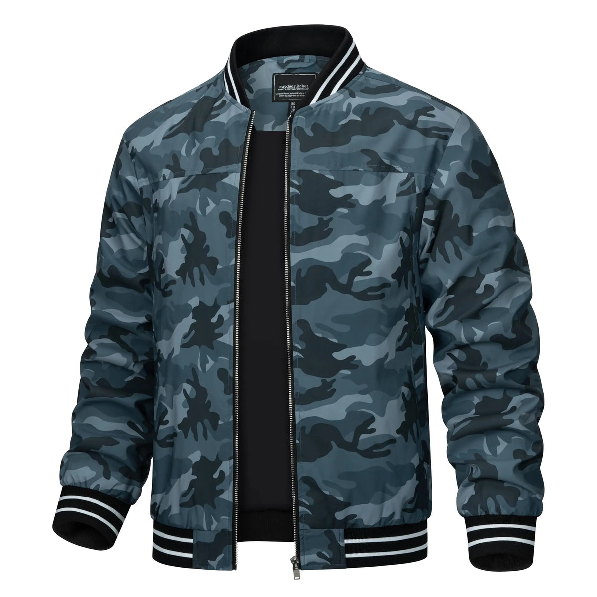 Men's lightweight waterproof spring autumn casual bomber jacket with full zip and windbreaker design, outdoor and baseball style.