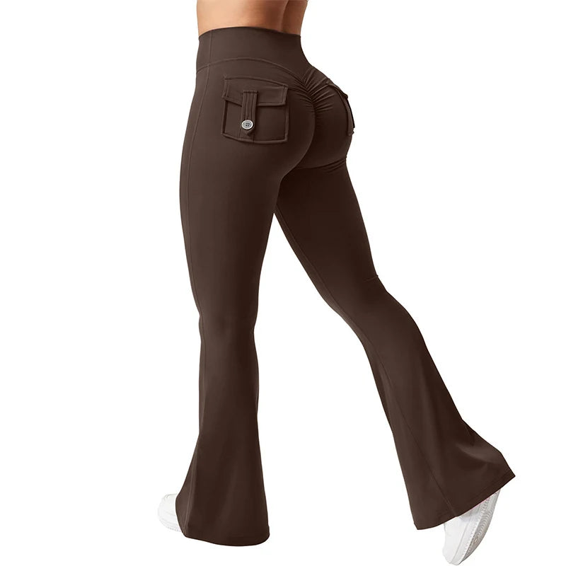 Flared Gym Push Up Impact Leggings Hip Lifting Running Workout Pocket Quick-Dry Yoga Pants The Clothing Company Sydney